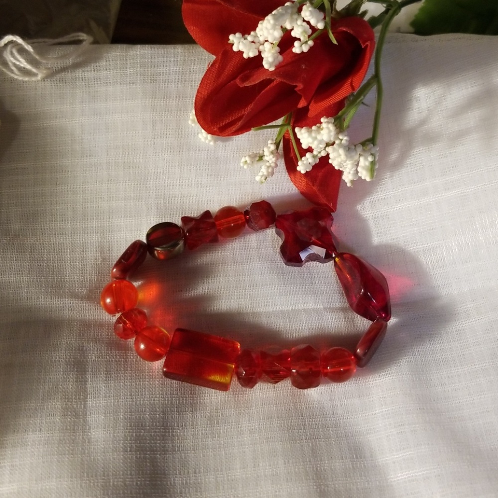 Red glass bracelet